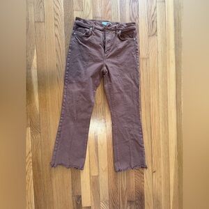 LOFT Brown Flare Jeans with Frayed Hem